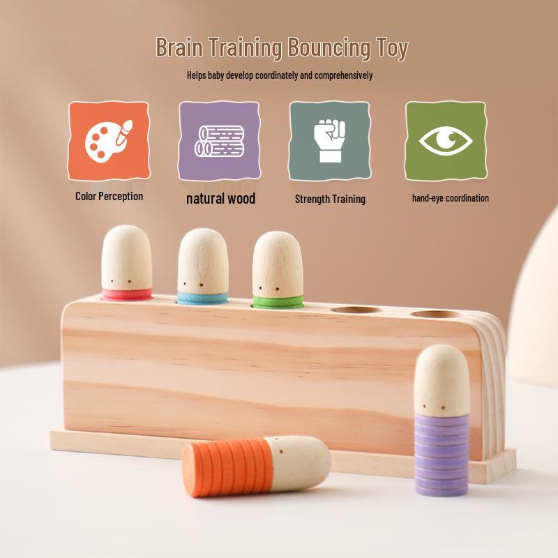 Creative Wooden Bounce Blocks: Interactive Early Education Toy for Kids