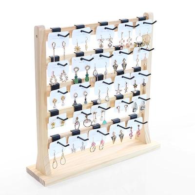 Solid Wood Jewelry Display: Large Capacity Earring Rack & Holder