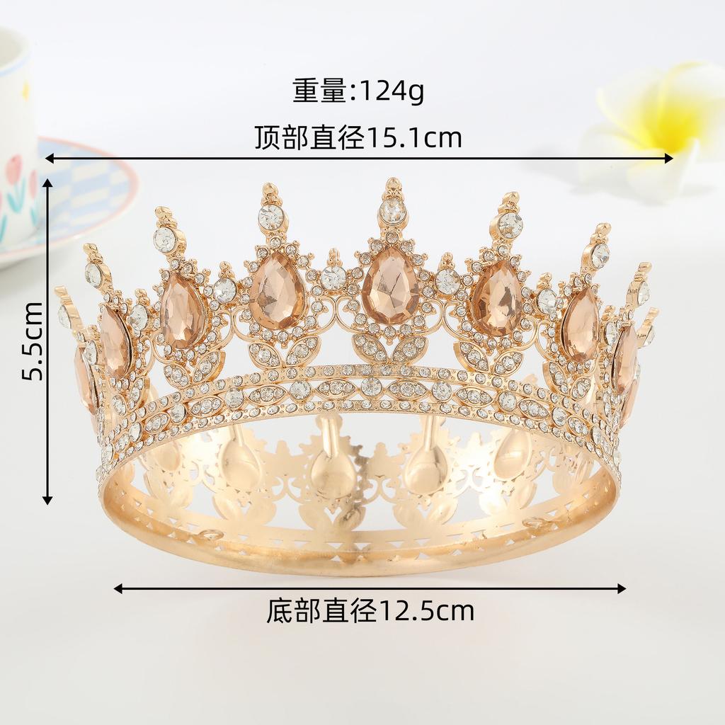Luxury New Arrival Birthday Party Bridal Performance Crown Princess High-end Wedding Bride Headpiece Round Crown Tiara