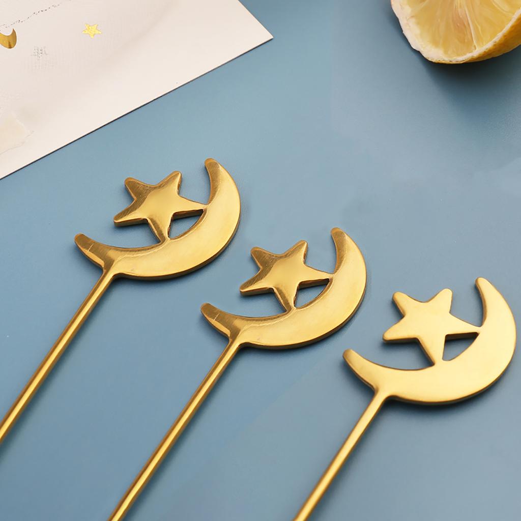 12pcs Gold Star Moon Spoon Fork Dinnerware 304 Stainless Steel Eid Mubarak Ramadan Islam Muslim Home Party Decoration Tableware