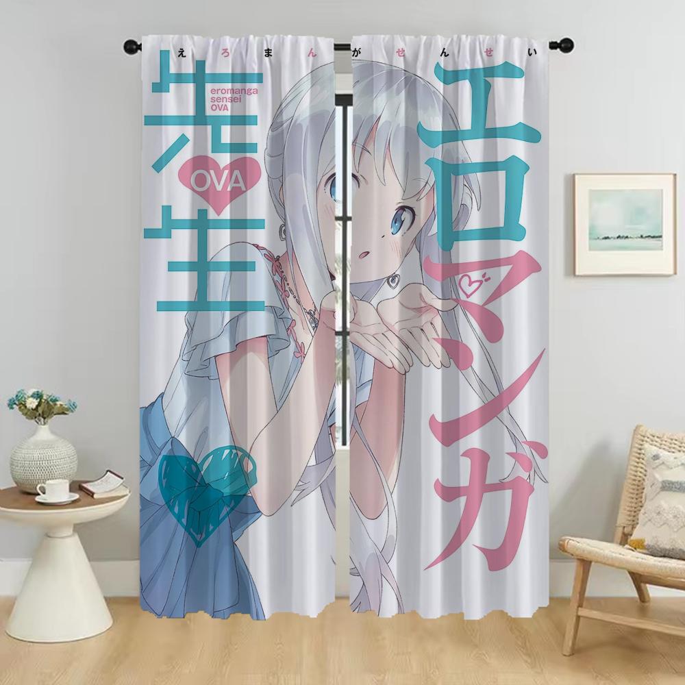 Elegant Room Curtains for Camera Eromanga Sensei Blackout Curtain Home Interior Curtains 2 Pieces Partition Tulle for Bedroom