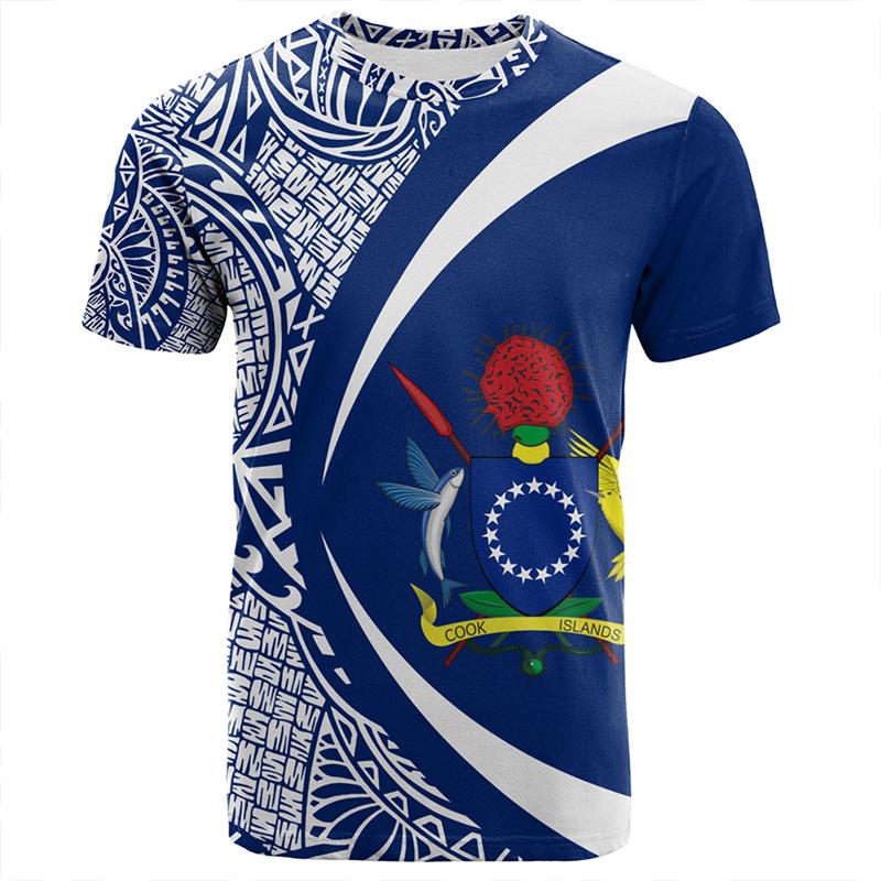 Cook Island 3D Print T Shirt For Men Clothes Round Neck Short Sleeves Casual Tops Polynesian Tshirt Streetwear Oversized T-shirt
