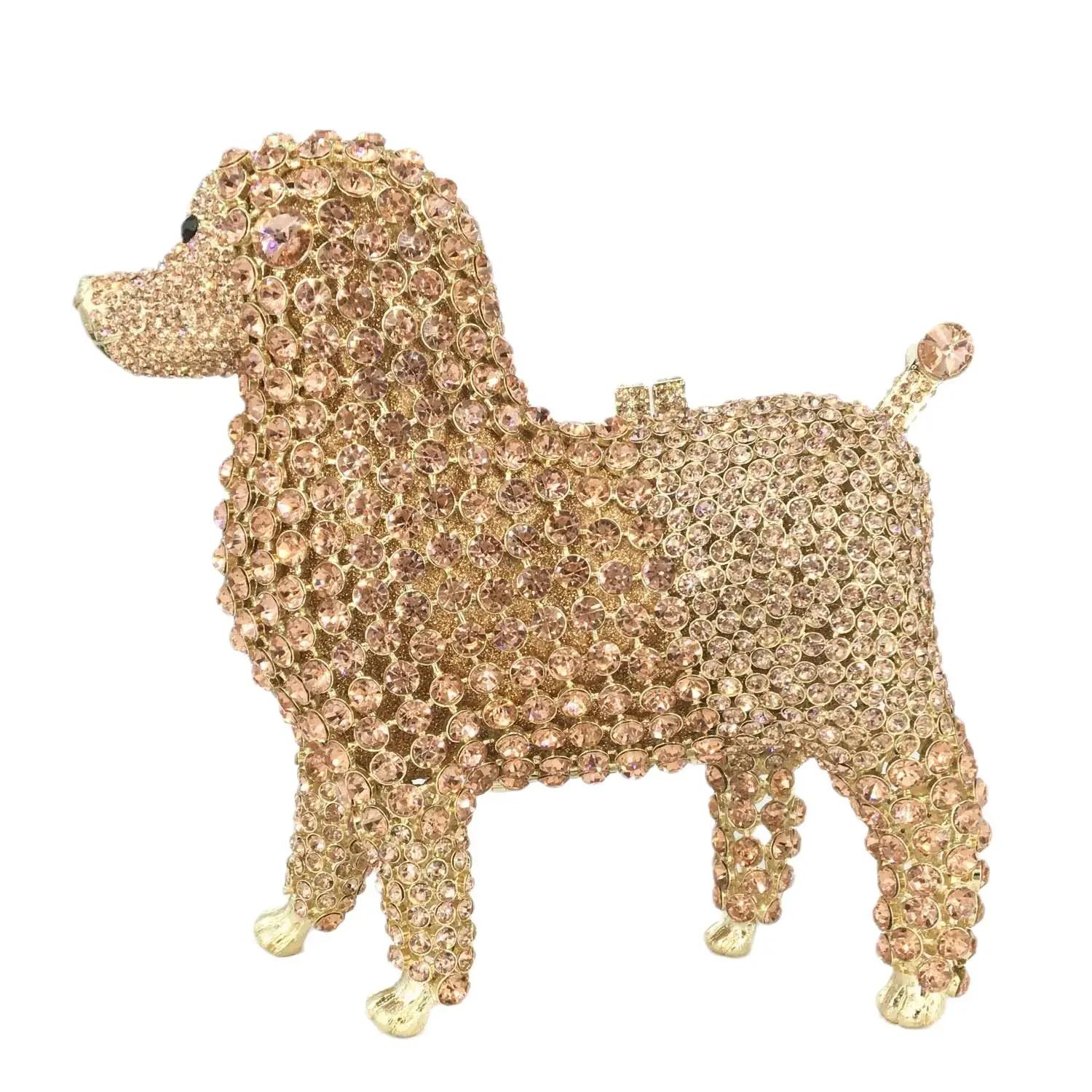 

Boutique De FGG (in stock) Novelty Design Poodle Puppy Dog Women Crystal Cluch Evening Bags Party Dinner Handbags and Purses Big Clutch