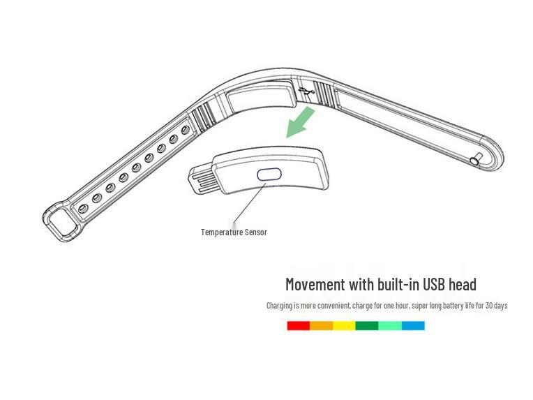 V9 Smart Temperature Monitoring Bracelet: All-Weather Body Temp Tracker with Vibration Alerts, Stopwatch, and Alarm Clock.