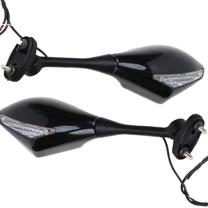 Motorcycle Rearview Mirrors with LED Turn Signals Light For Honda Cbr 600 Rr 2004-2010 Double Light Acrylic Glass Reverse Mirror