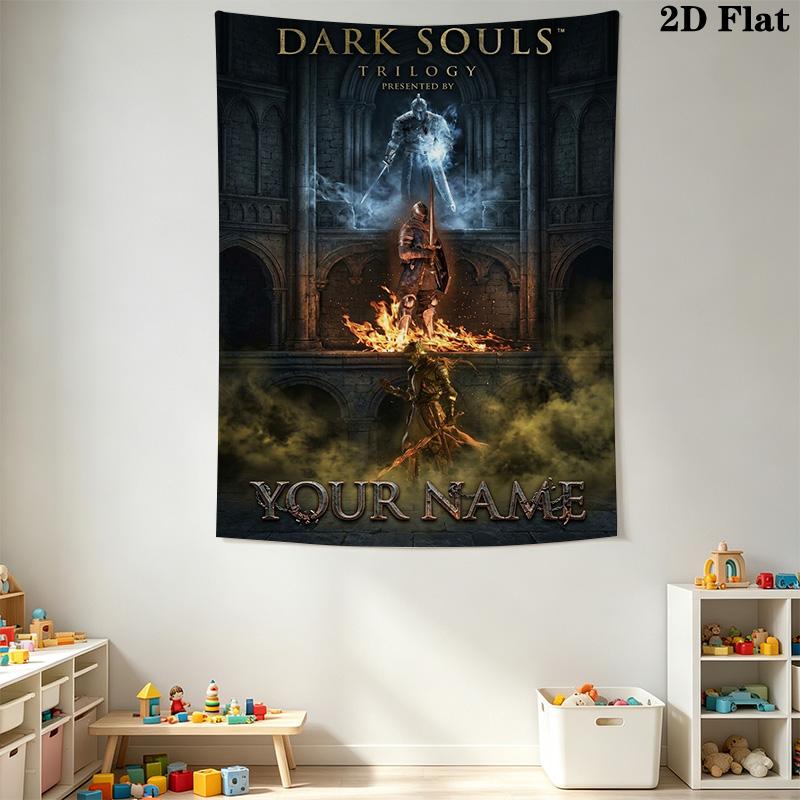 Name Custom DARK SOULS Wall Tapestry Aesthetic Wall Hanging Printed Fabric Blanket Decorative Tapestries for Bedroom Living Room Home Decor