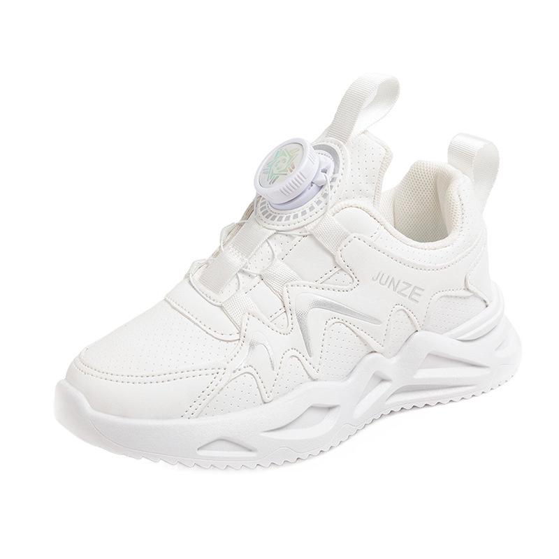Rotating Button Girls Shoes 2025 Spring New Children's Sports Autumn Girls Little White Shoes Daddy Soft Bottom Tide