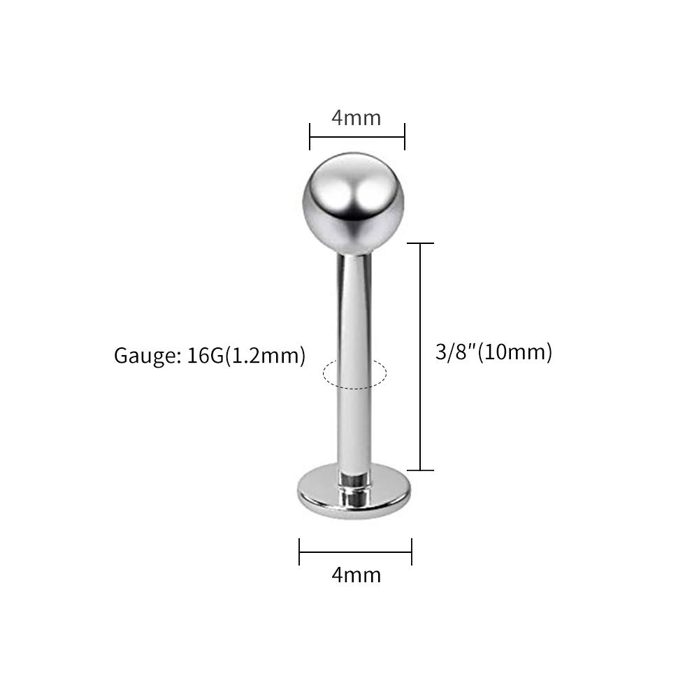 10pcs/lot Right Grand ASTM F136 Titanium Internal Threaded Labret Stud Body Piercing 3mm Ball Labret Monroe Lip Ring for Women
