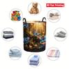 Collapsible Laundry Basket Large Round Waterproof Fabric Hamper Dirty Clothes Storage Bin Toy Organizer with Handles