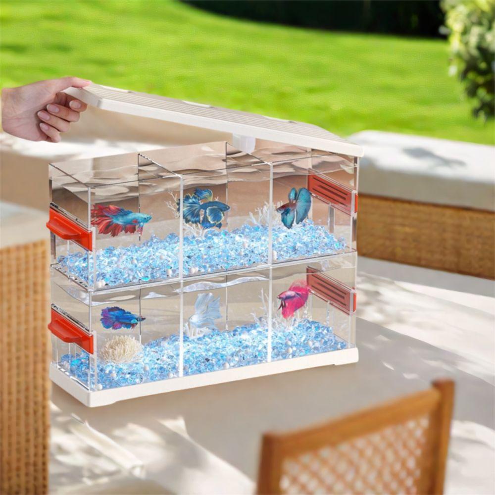 High Definition Transparent Fish Tank Stackable Fish Breeding Box Desktop Fish Tank Office