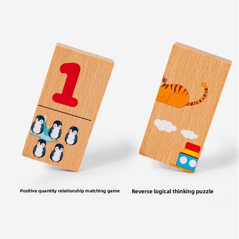 Wooden Number Matching Puzzle For Kids Ages 3 To 6 With Educational Cognition Blocks