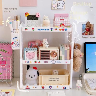 Scaffale da tavolo a doppio strato Tengyi Youpin con pannello forato in stile MUJI e portapenne.