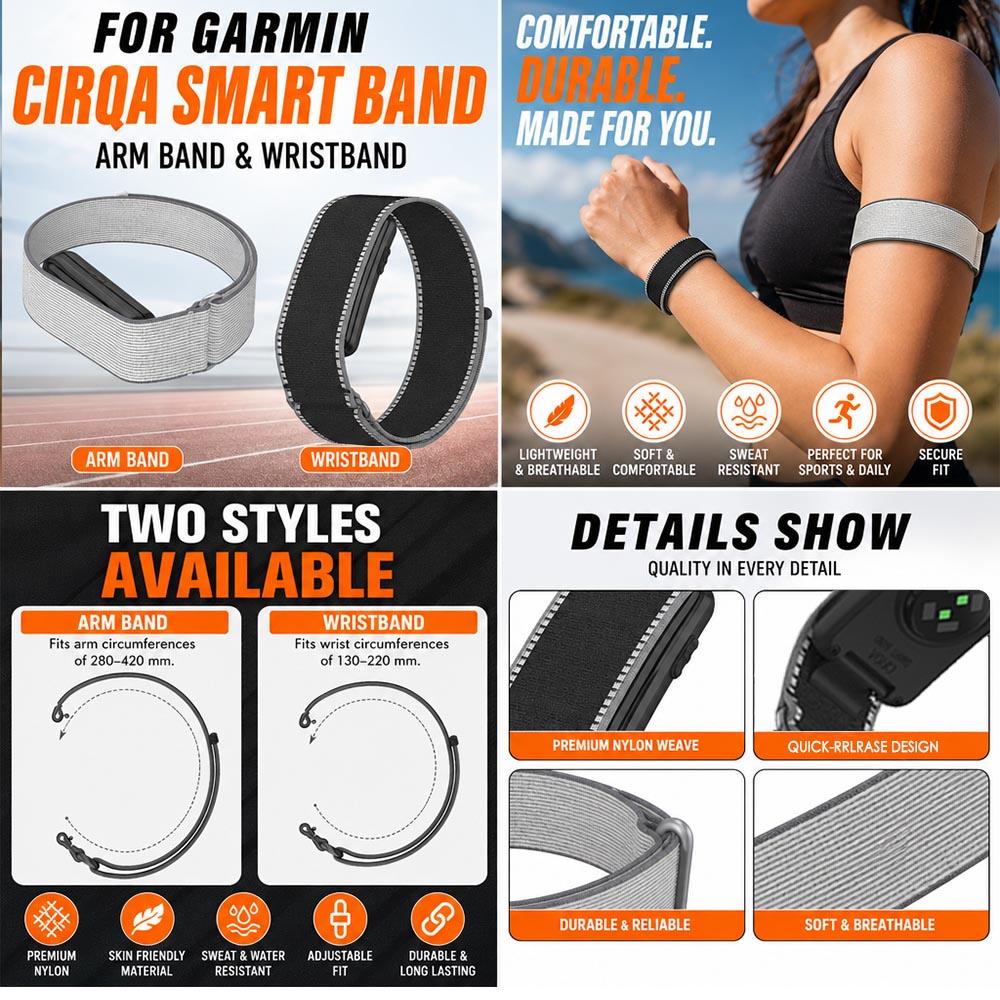 2026 New Nylon Weave Bicep Strap for Garmin CIRQA Smart Band Fitness Tracker Band Arm/Wristband Loop for Garmin CIRQA Smart Band