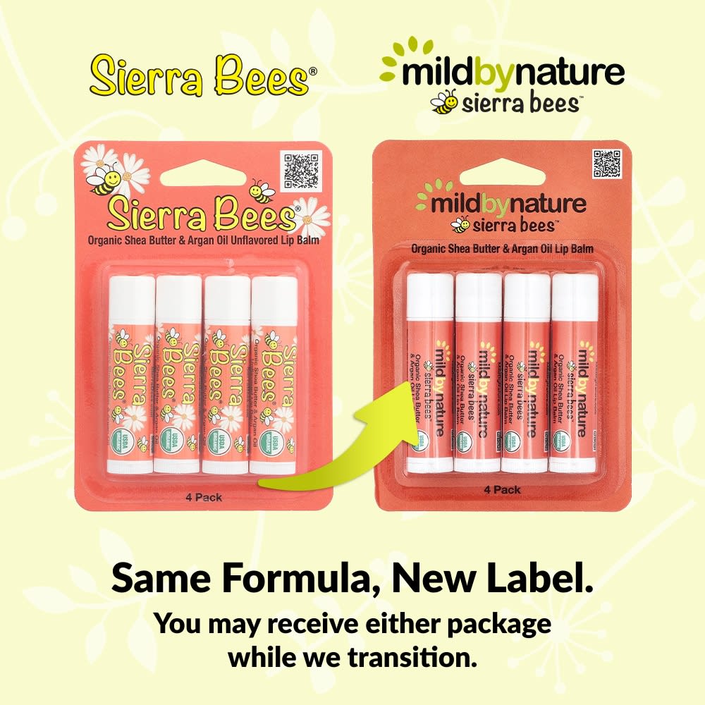 Mild By Nature, Sierra Bees™, Organic Lip Balm, Shea Butter & Argan Oil, 4 Pack, 4.25g (0.15oz) Each