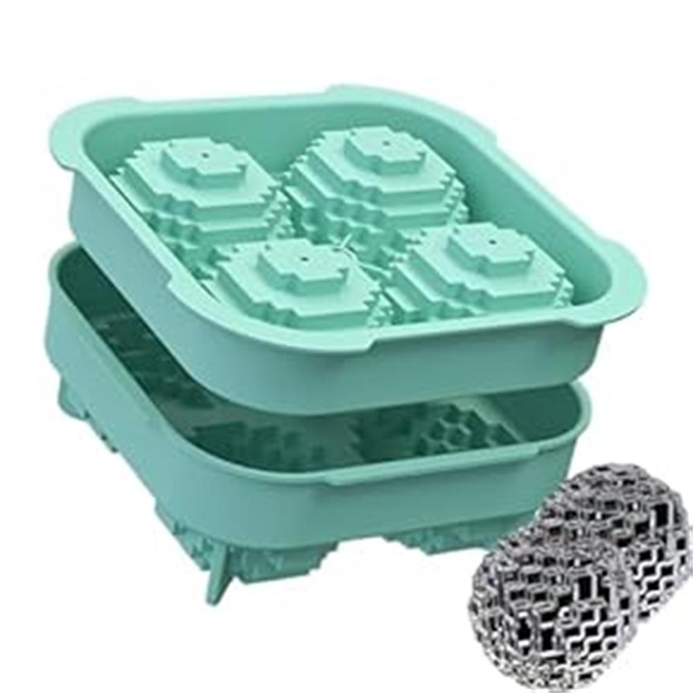 Gjenbrukbar Silikon Stor Isbitform med Lokk - Magisk Terningformet Iskulemaker for Bourbon & Brandy Slitesterke Isbitbrett