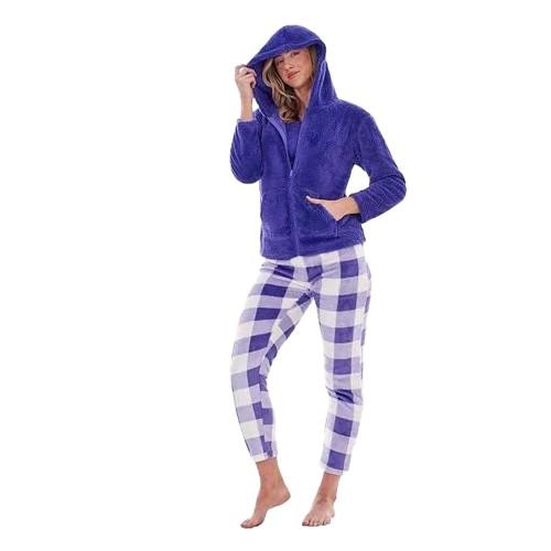 Keanu Womens/Ladies Checked Fleece Long Pyjama Set
