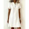 DICFY Women's Fashion Summer Spring Solid Color Print V-Neck Short Sleeve  Casual Dresses