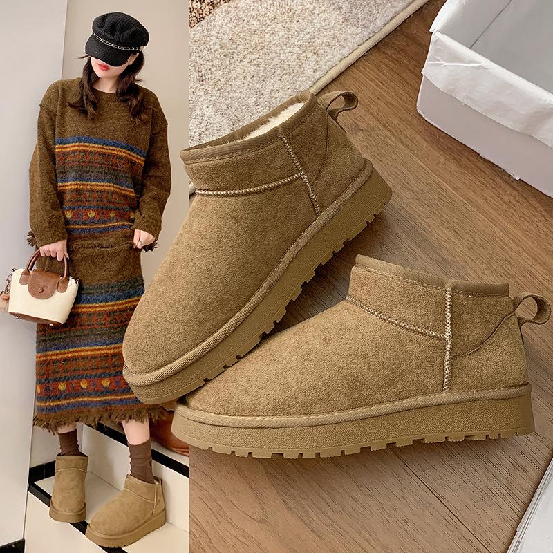 Large Size Flat Snow Boots Women's Winter New Velvet Warm Cotton Shoes Versatile Casual Outdoor Boots