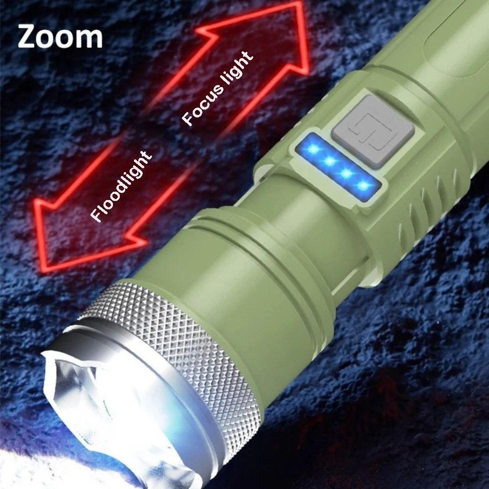 High Power LED Flashlight Type-C Charging Built-in Battery USB Charging Flashlight 3 Modes White Light Powered Flashlights
