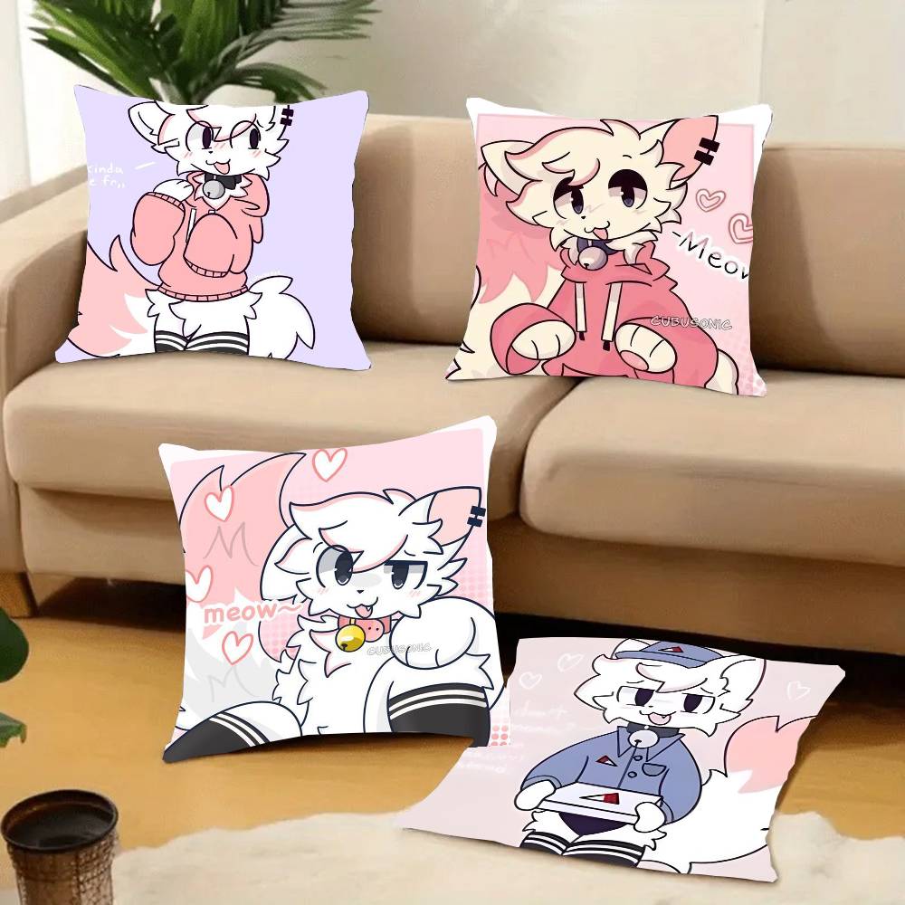B-Boykisser Silly Cat Cute Pillow Case Plush Fabric Soft Pillowcase Double Sided Print Cushion Cover Household Gifts