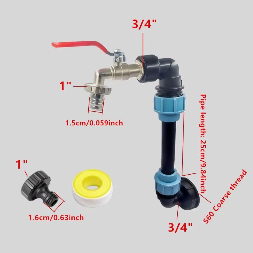 Metal Faucet IBC Tank Gooseneck 25cm Height Pipe Gooseneck Outlet Tap Faucet Adapter Connection Kit Leak-Proof Heavy Duty