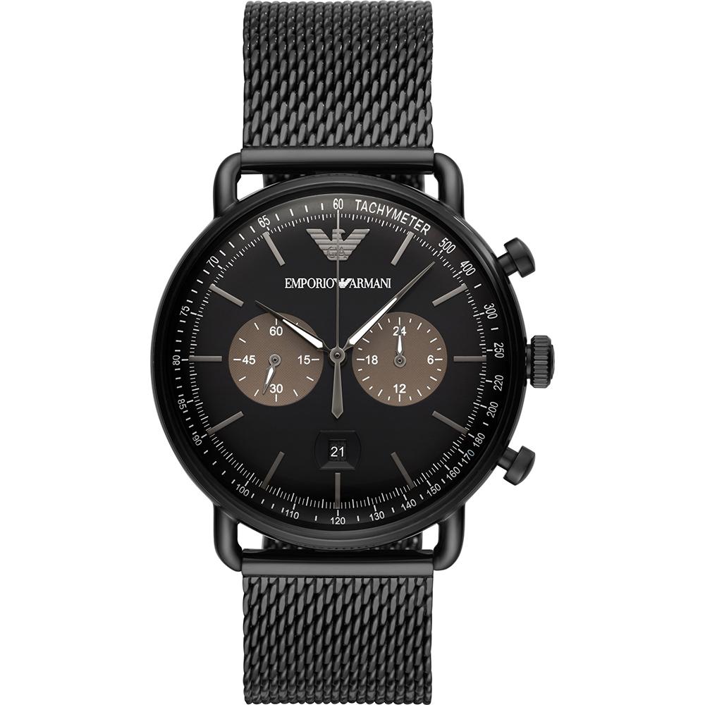 Emporio Armani Aviator Black Metal Men s Quartz AR11142 Watch чёрный