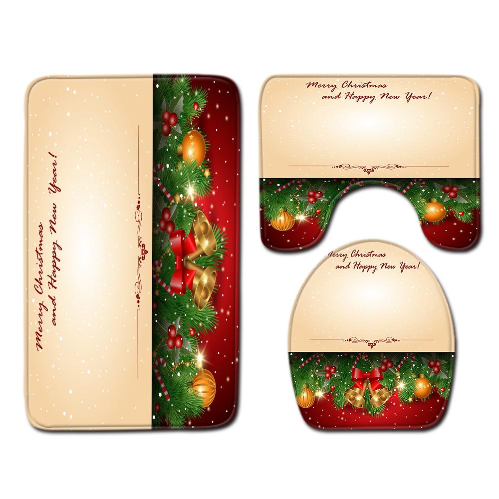 Christmas Bathroom Floor Mat Toilet Three-Piece Set