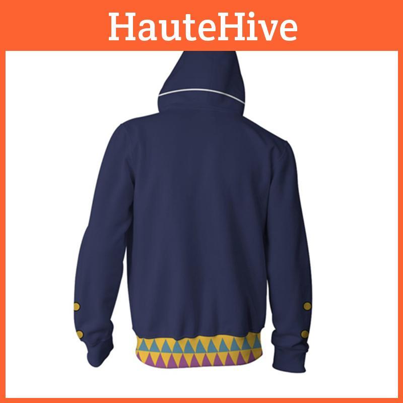 Jojos Bizarre Adventure Cosplay Hoodie Mens Stylish Zipper Jacket With Long Sleeves