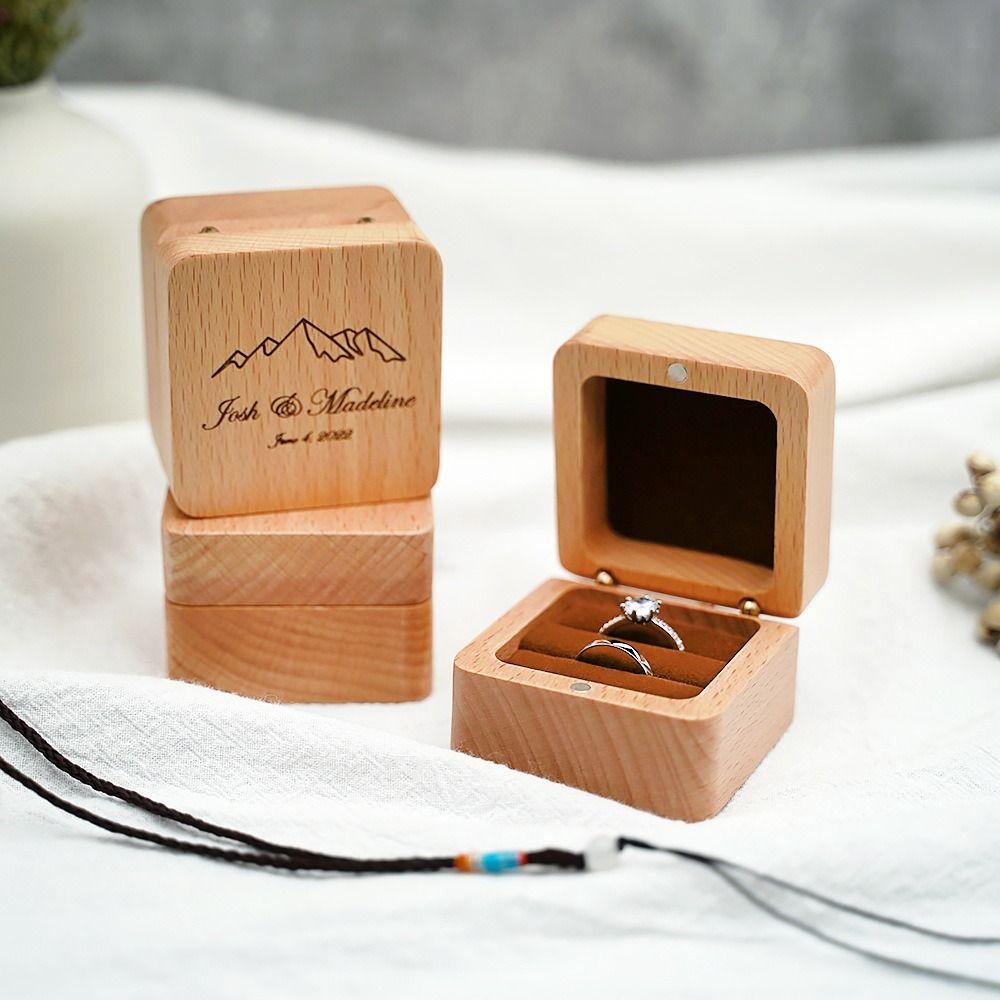 Velvet Wood Rings Box Exquisite Ring Earring Holder Earrings Display Tray  Valentines Day