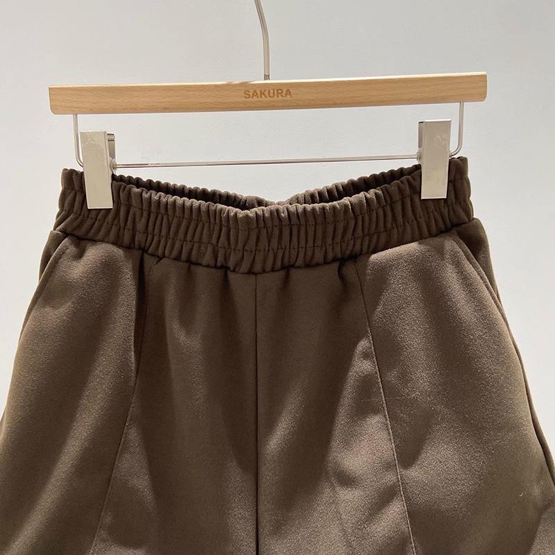 2024 A/W Korean Style Women's High Waist Wool Wide Leg Shorts: Casual, Versatile, Slimming, Solid Color