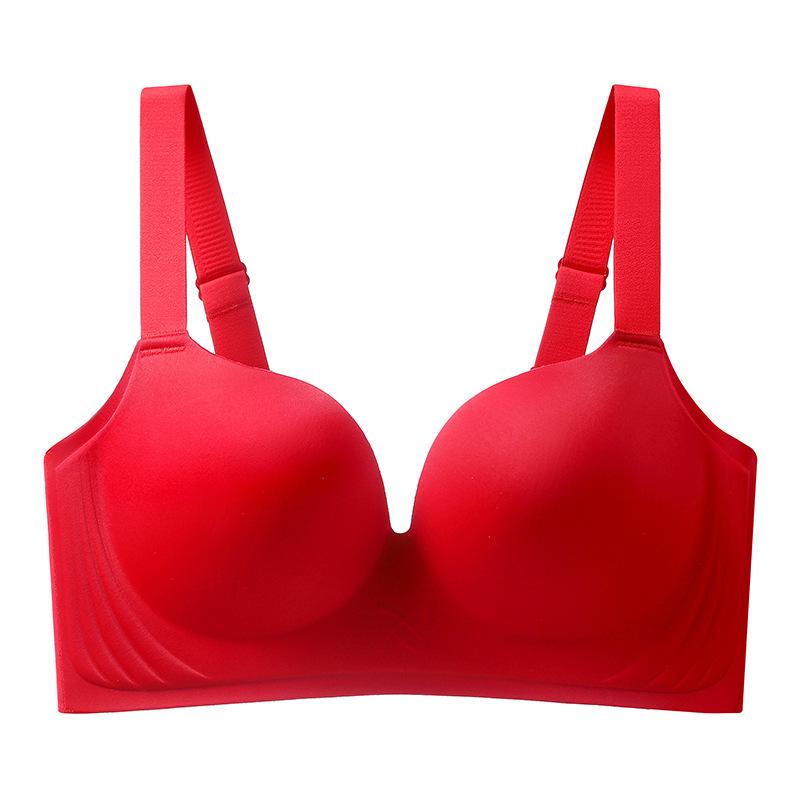 Large Size Smooth Surface Bra for Women Seamless Bra Double Breasted Slim Gathered and Adjusted Bra