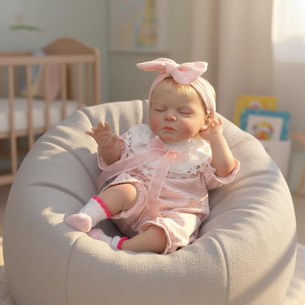 Cloveray 22-Inch Reborn Baby Doll Cute Handmade Realistic Newborn Doll with Changeable Clothes for Collectors and Gifts