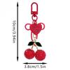 Big Size Red Rhinestone Cherry Keychain, Sparkling Red Cherry Pendant With Green Leaves, Red Heart & Bow Charms