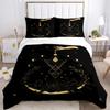 Magic Astrology Esoteric Gold Print Three Piece Set Fashion Bedding Article Children Or Adults For Beds Quilt Covers Pillowcases