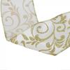 Glitter Wired Ribbon, Organza Sheer Ribbon with Gold Glitter Swirl Pattern