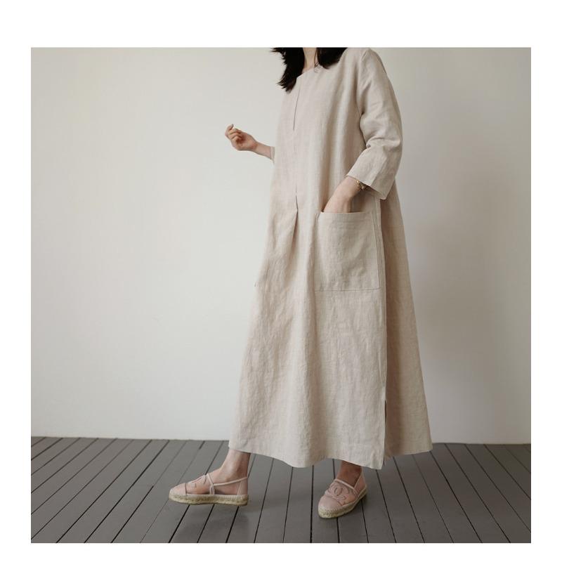 Cotton and Linen Women's Loose Casual Dress