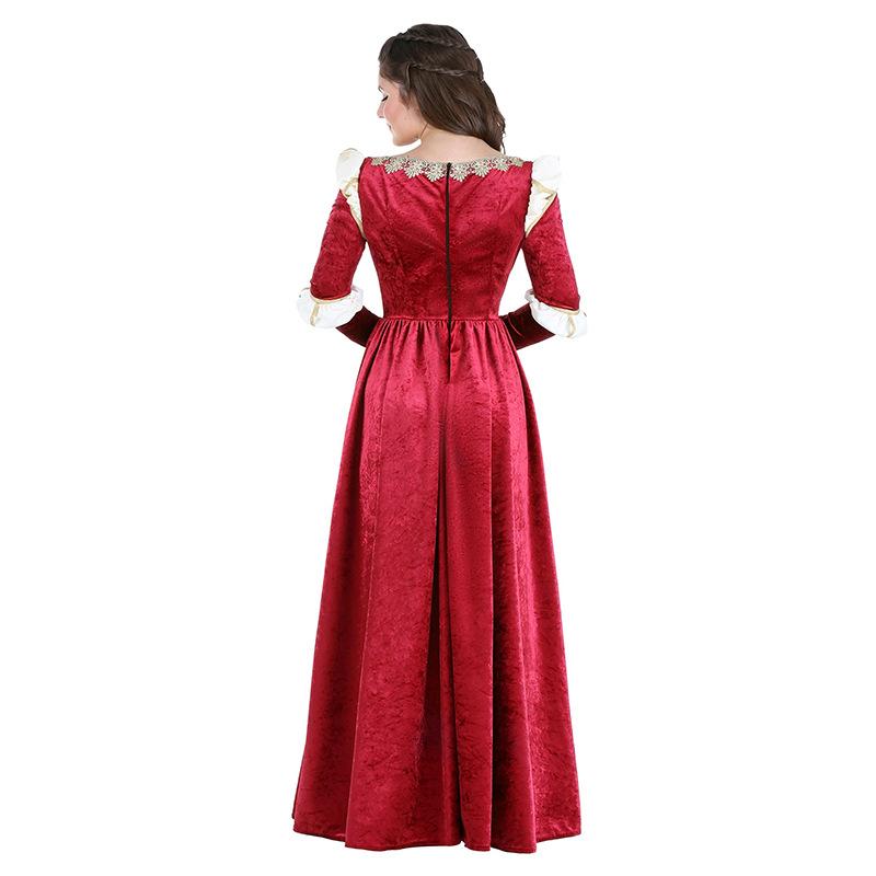 New Halloween Red Queen King Costume Vintage Lace Patchwork Lace Court Dress Dress