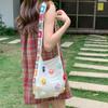 Retro Flower Women's Knitted Crossbody Bag Vintage Plaid Ladies Vacati Knit Handbags Large Capacity Female Tote Shoulder Bags