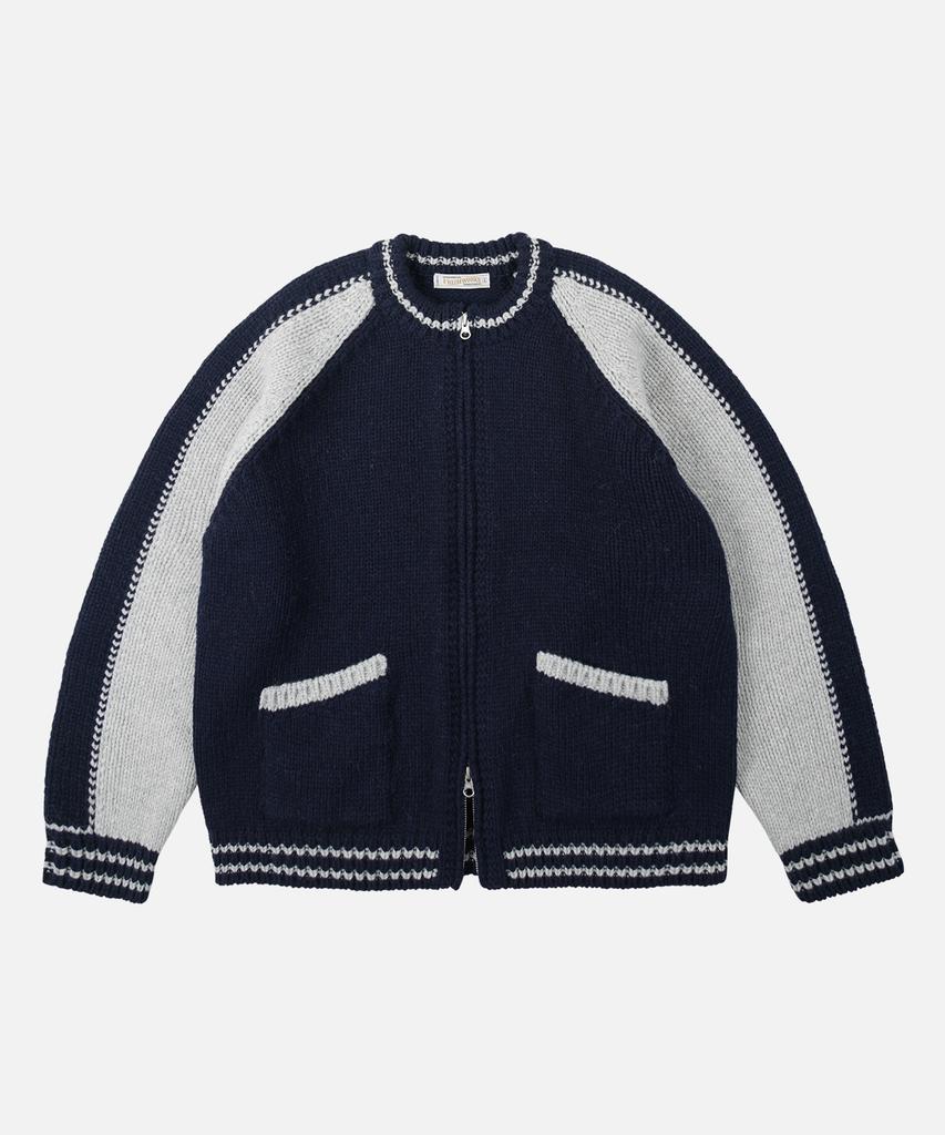 Frizmworks Wool Varsity Zip Up Cardigan _ Navy