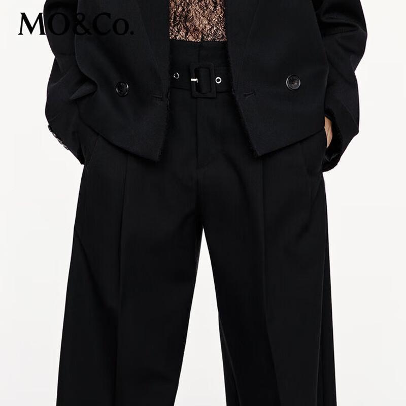 MO&Co. Women's High-Waist Wide-Leg Wool Trousers