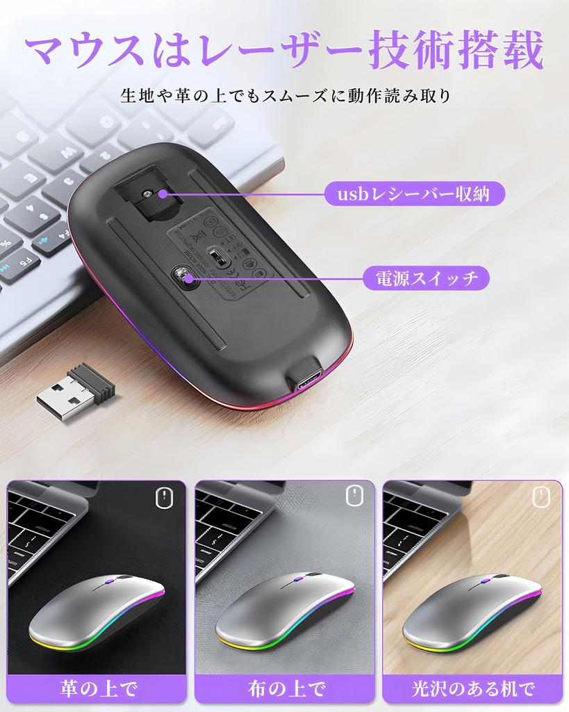 Mucuru 2025 Wireless Bluetooth DPI Instant High Easy Easy Compatible with and MacBook Mouse, Slim, Quiet, Type-C, Rechargeable, 2.4GHz, 5.0, 3-Level