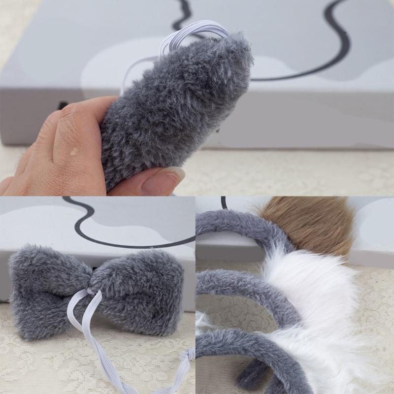 Zestaw Akcesoriów do Kostiumu Koali Opaska z Uszami Koali Ogon Muszka Zwierzęcy Przebranie na Halloween Cosplay Imprezę