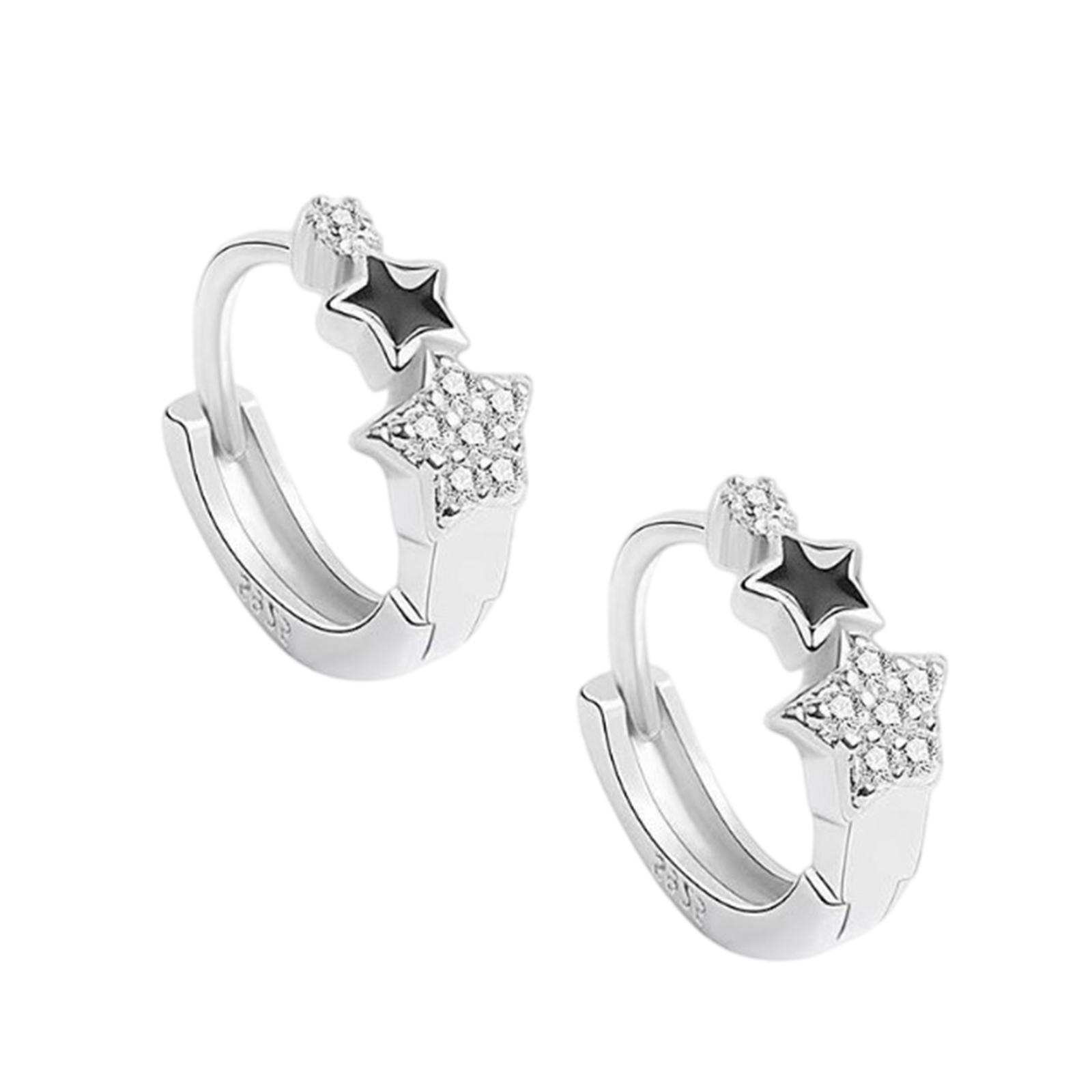 

Dazzling Star Shaped Earrings Beautiful Silver Star Earrings Accessory Enhanced By Sparkling Zirconia Details
