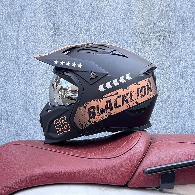 Street Fighter Motorcycle Helmet Men's and Women's Full Helmet Four Seasons Locomotive Retro Detachable Combination Helmet