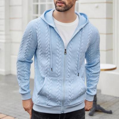 Neue Sportliche Einfarbige Muster Lässige Kapuzen-Sweatshirt-Jacke mit Reißverschluss für Herren