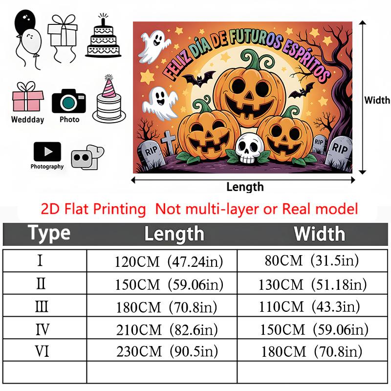 Party Backdrop Halloween Flat Scary Pumpkin Ghost Graveyard Photo Background Decor Outdoor Party Decor