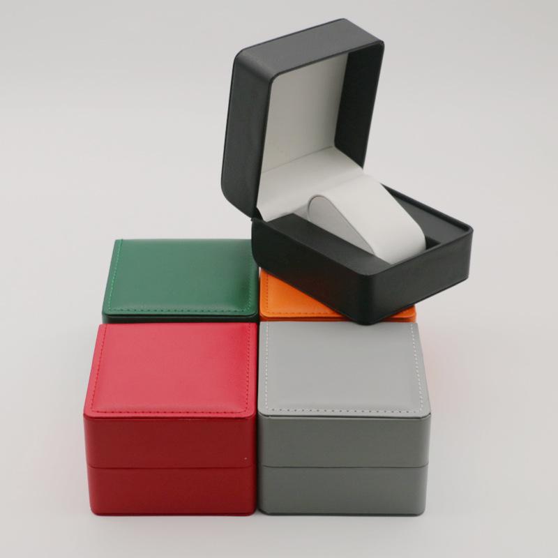 Black Single Watch Gift Box with Pillow PU Leather Wristwatch Display Case Organizer for Men Clamshell PU Leather Watch Case