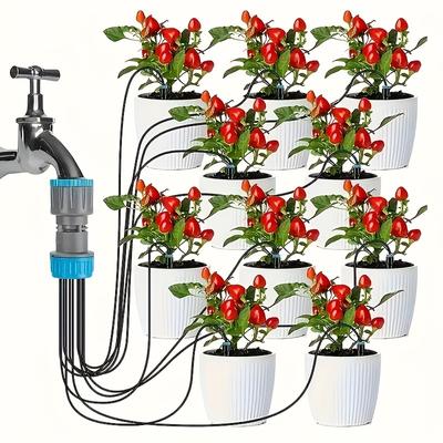 1 set di dispositivi di irrigazione automatica da giardino, sistema di irrigazione da giardino, con 10 gocciolatori, dispositivo di penetrazione della goccia