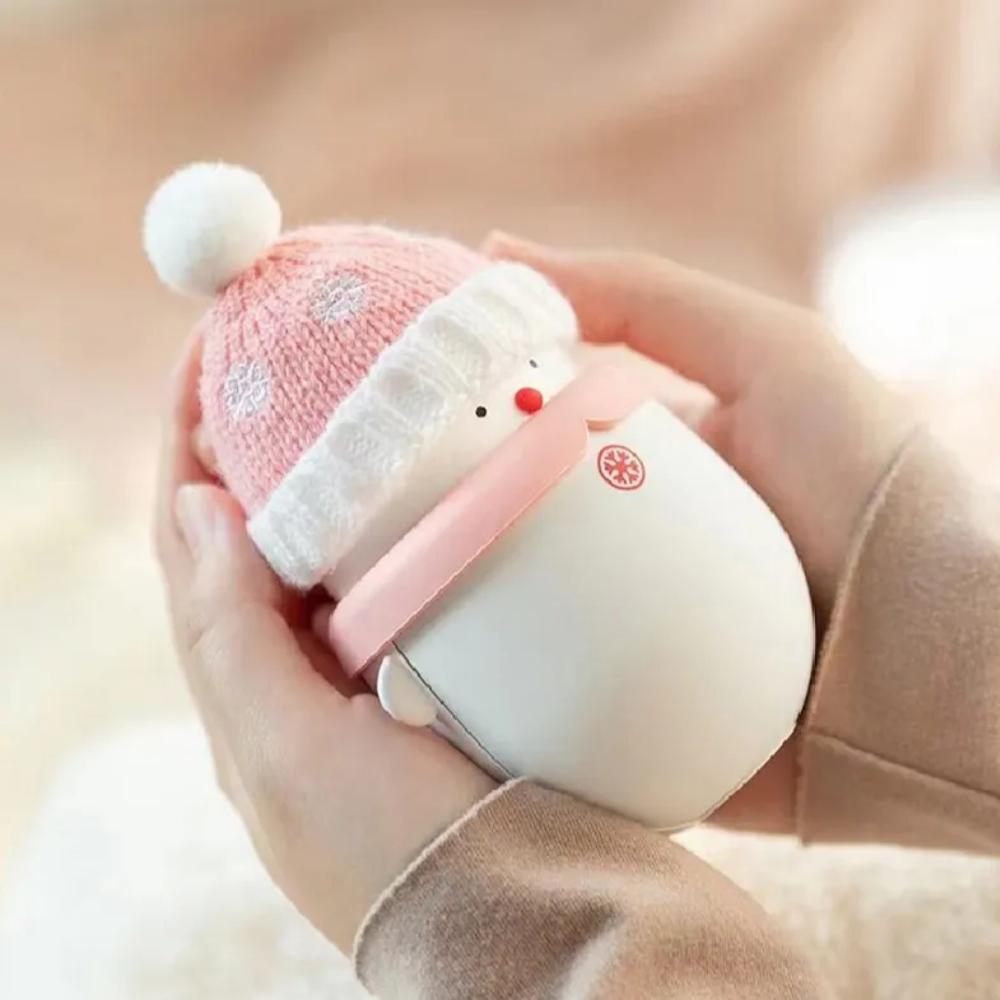 

Розовый Снеговик Грелка для рук Внешний аккумулятор 10000 мАч USB Перезаряжаемая Многофункциональная грелка для рук Горячий пакет