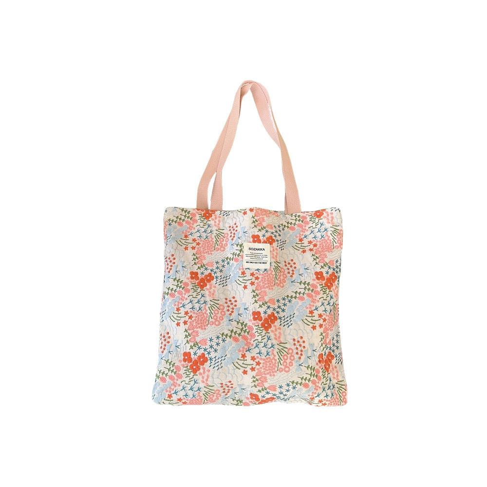 Trendy Floral Pattern Canvas Tote Bag With Open Top Ideal For Shopping And Daily Use